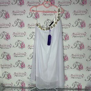 Ever pretty dress one shoulder bling jewel accents white gold shiny sexy dress